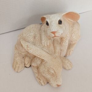 Charming Cream Rabbit Pair Sculpture